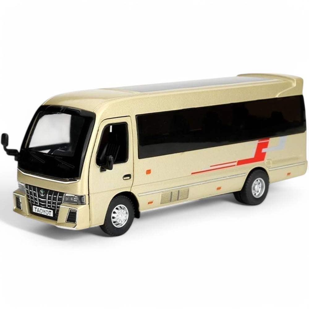 Toyota Coaster Minibus Dorado Luces y Sonido 1/32