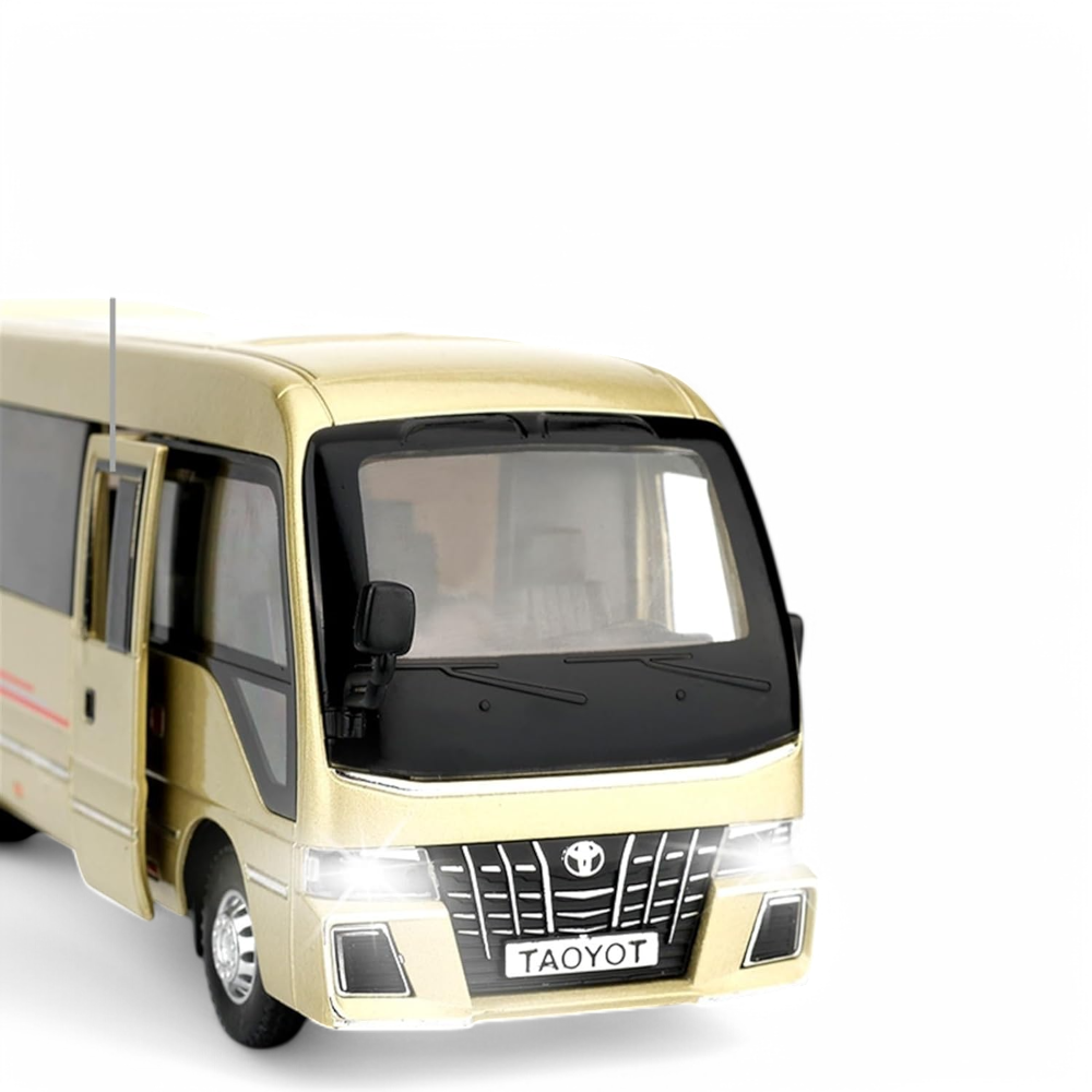 Toyota Coaster Minibus Dorado Luces y Sonido 1/32