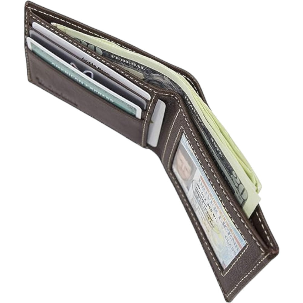Timberland - Billetera para Hombre Bifold Marrón Oscuro