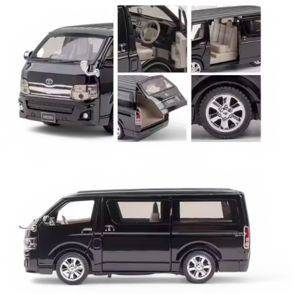 Toyota Hiace Negro Luces y Sonido 1/32