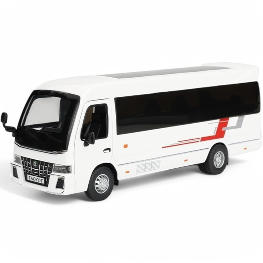 Toyota Coaster Minibus Blanco Luces y Sonido 1/32