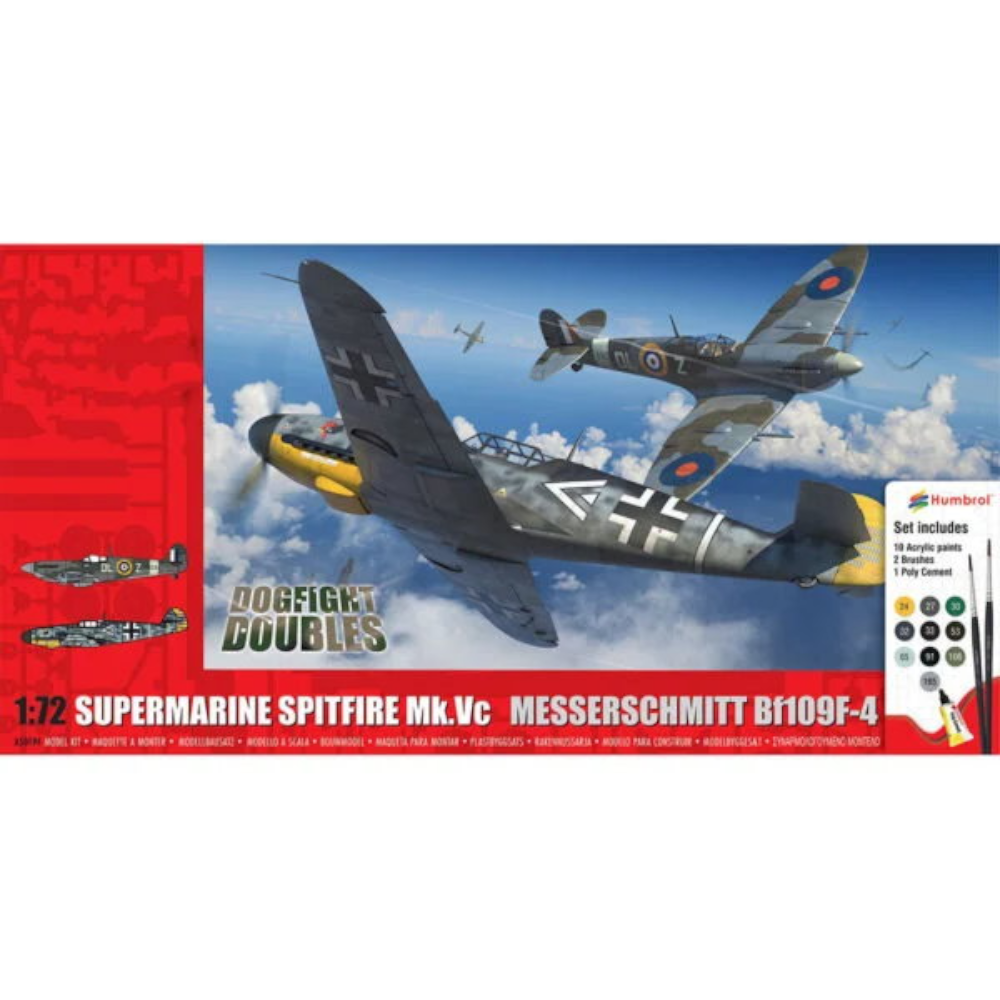 Double Fighter: Supermarine Spitfire Mk.Vc vs Messerschmitt BF-109F-4 Gift Set Model Kit 1/72