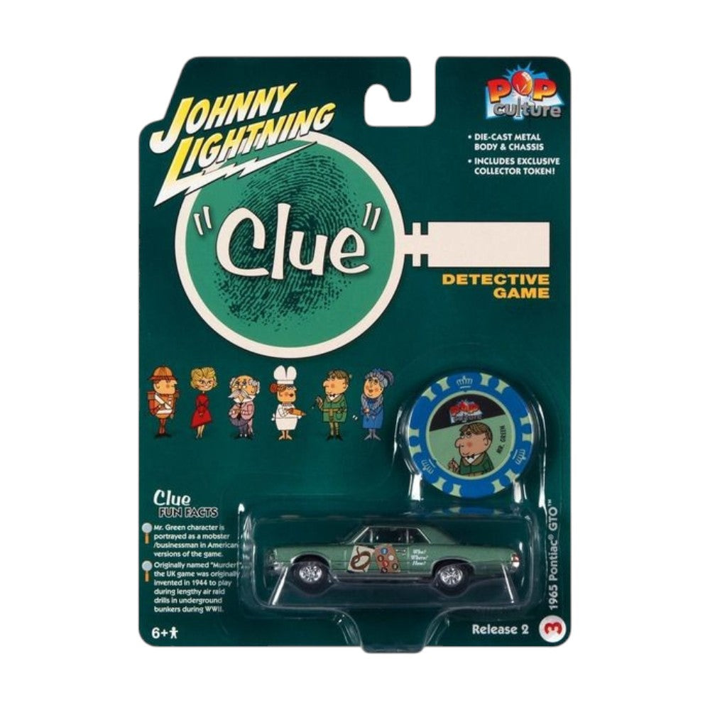 Vintage Clue 1965 Pontiac GTO (Mr Green, Billiard Room, Rope) & Collector Token 1/64