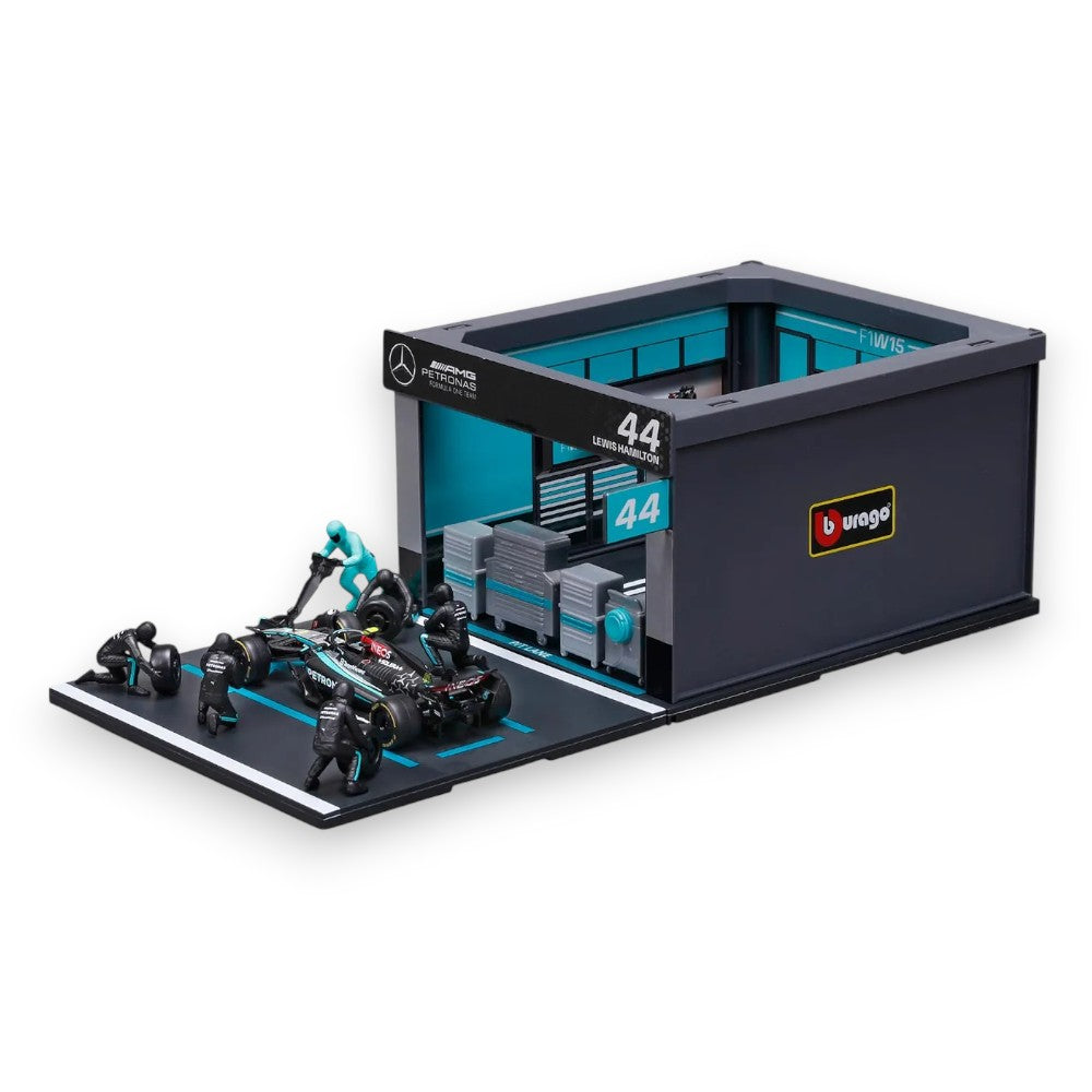 F1 Diorama Garage Pit Stop & Mercedes-AMG W15 2024 #44 Lewis Hamilton 1/43