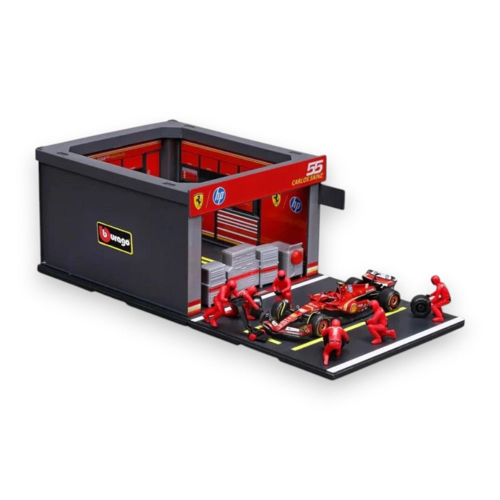 F1 Diorama Garage Pit Stop & Ferrari SF-24 2024 #55 Carlos Sainz 1/43
