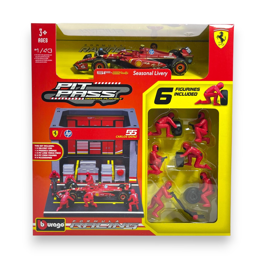 F1 Diorama Garage Pit Stop & Ferrari SF-24 2024 #55 Carlos Sainz 1/43