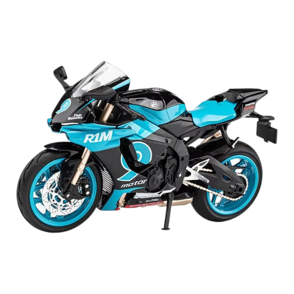 Yamaha YZF-R1M Turquesa / Negro (Luces y Sonido) 1/12