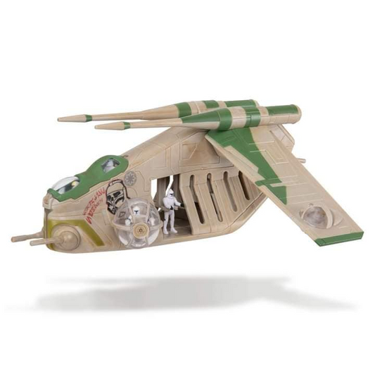 Micro Galaxy Squadron GARB LAAT Coruscant Guard Gunship w/ bonus Barc Speeder - green