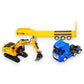 Flat Trailer Excavator Azul 1/50
