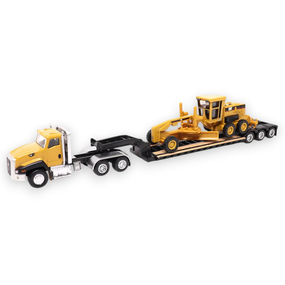 Cat CT660 Day Cab Tractor with Lowboy Trailer and Cat 163H Motor Grader 1/87