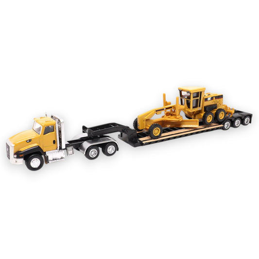 Cat CT660 Day Cab Tractor with Lowboy Trailer and Cat 163H Motor Grader 1/87