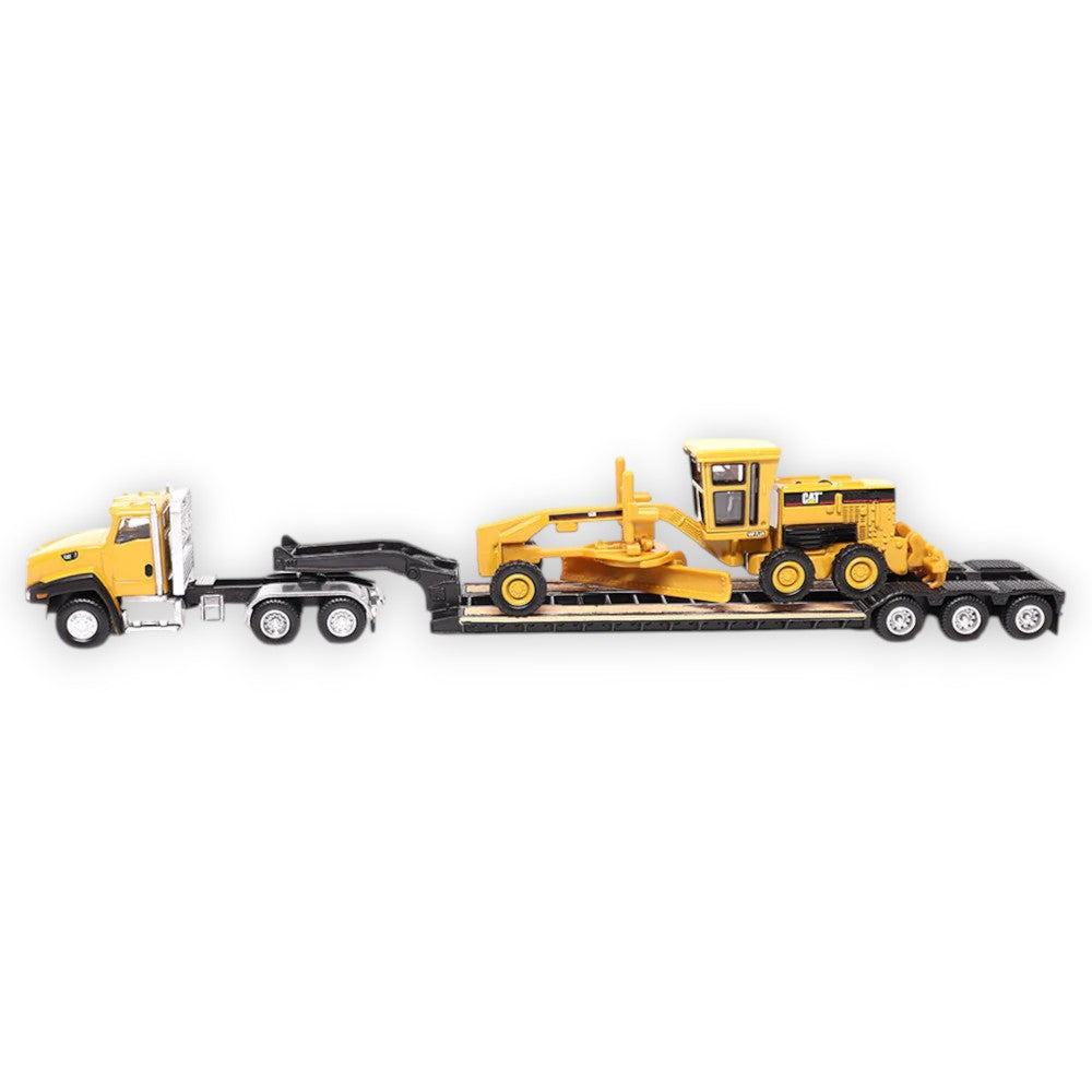 Cat CT660 Day Cab Tractor with Lowboy Trailer and Cat 163H Motor Grader 1/87
