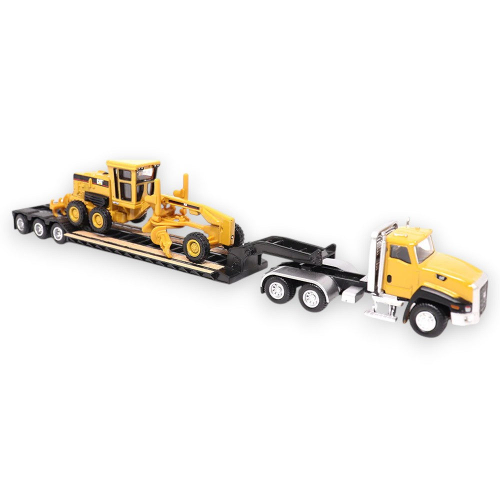 Cat CT660 Day Cab Tractor with Lowboy Trailer and Cat 163H Motor Grader 1/87