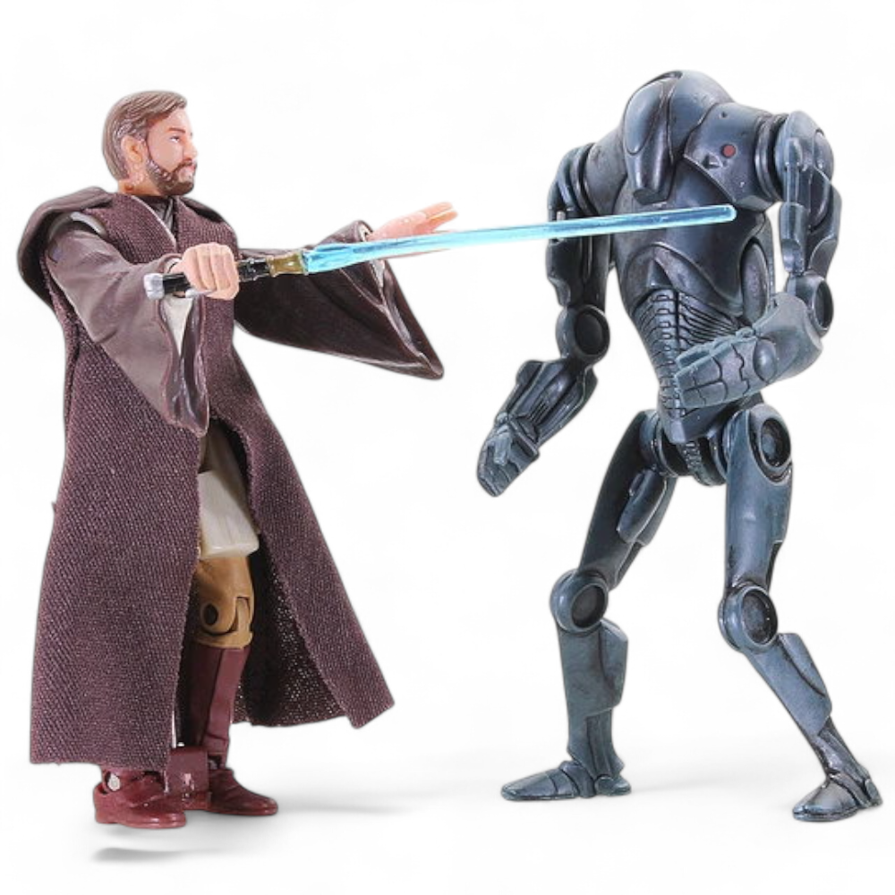 Star Wars: Revenge of the Sith Obi-Wan Kenobi with Super Battle Droid 3 3/4"