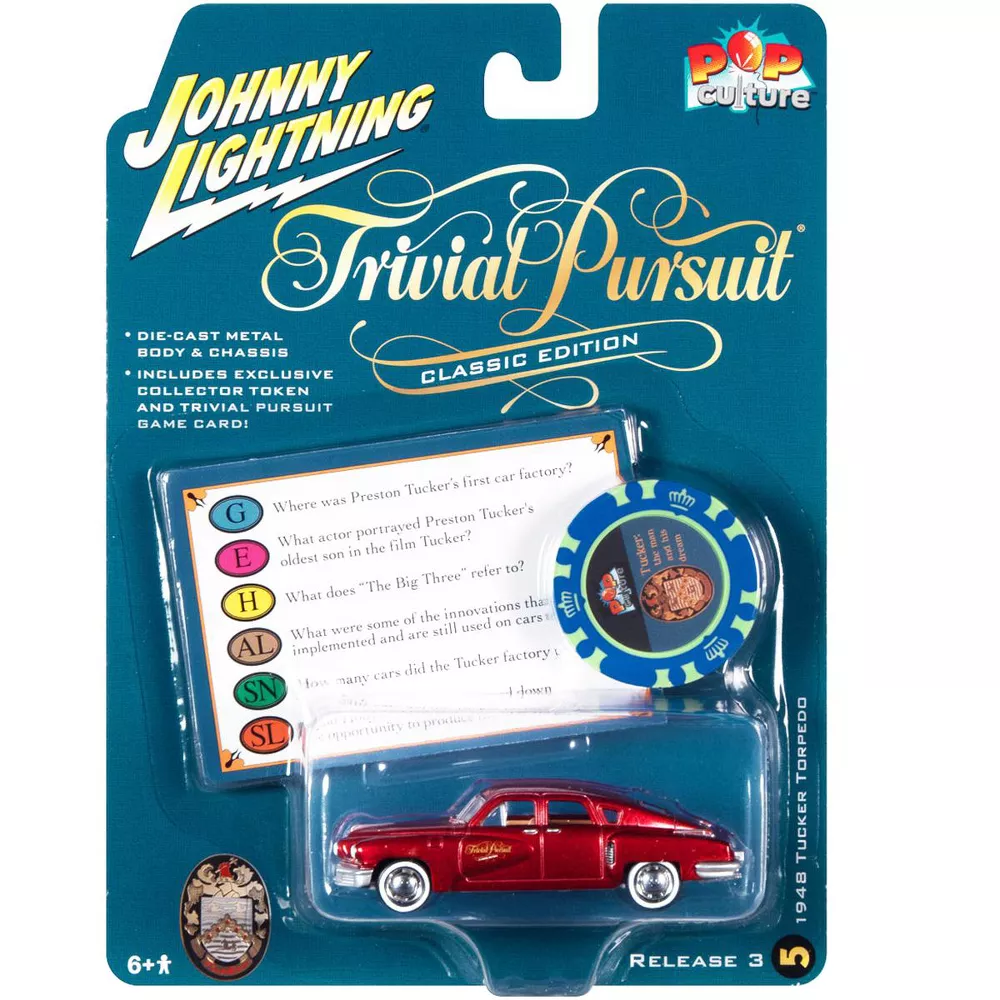 1948 Tucker Torpedo Red Maroon Met. w/Poker Chip & Game Card "Trivial Pursuit" 1/64