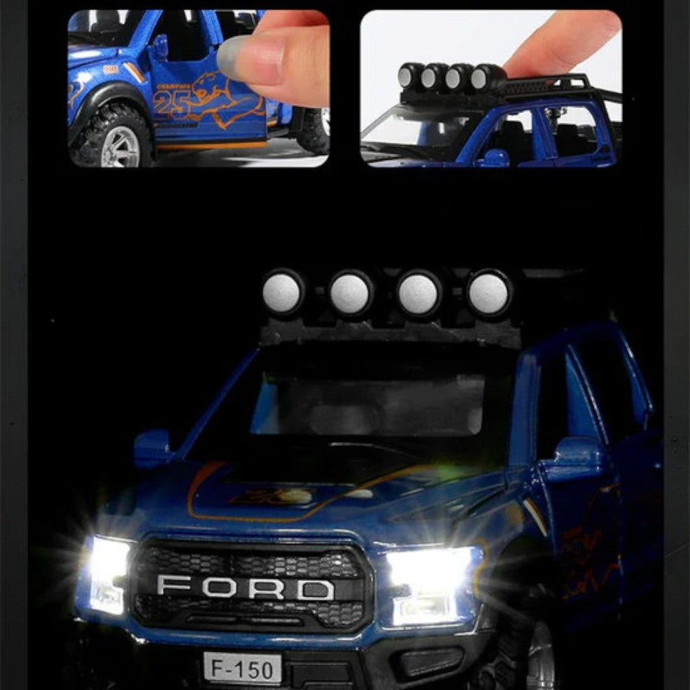 Ford F-150 Raptor Azul Luces y Sonido 1/32