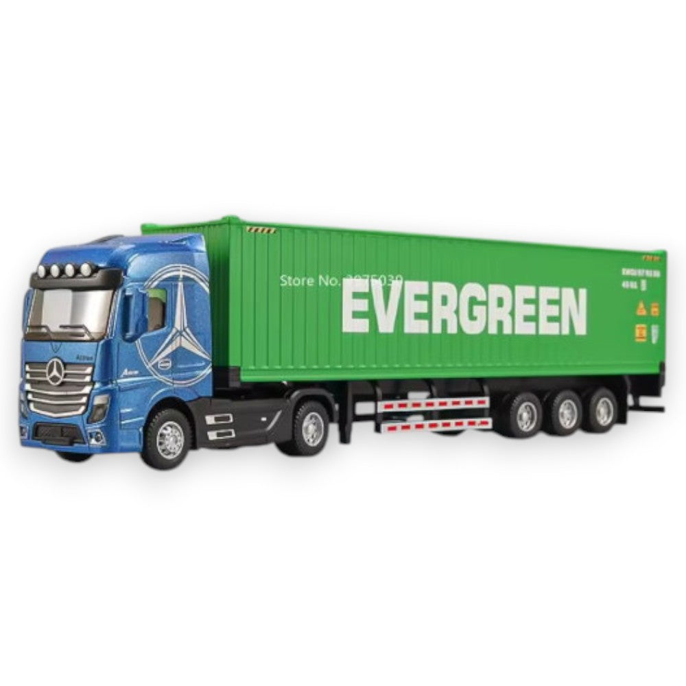 Camión Container Mercedes Benz Azul Evergreen Full Metal 1/43