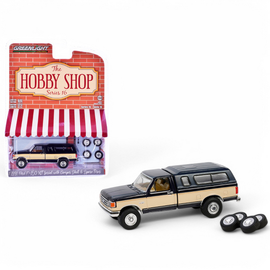 The Hobby Shop Series 16 - 1991 Ford F-150 XLT Lariat Camper Shell & Spare Tires 1/64