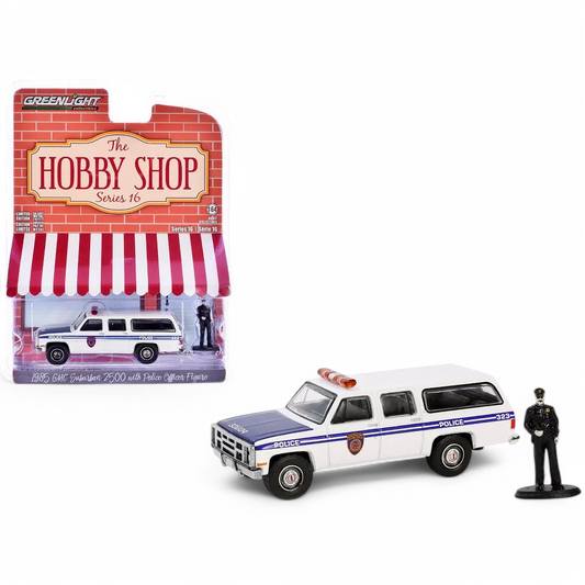 The Hobby Shop Series 16 - 1985 GMC Suburban 2500 & Police Officer 1/64