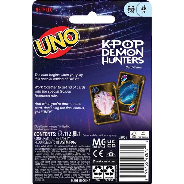 Juego de Cartas UNO: K-Pop Demon Hunters (Edición Especial de Netflix)