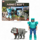Minecraft Movie - Steve in Diamond Armor & Man's Best Wolf Dennis