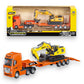 Camión Plataforma con Excavadora Metal - Naranja - 1/50