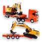 Camión Plataforma con Excavadora Metal - Naranja - 1/50