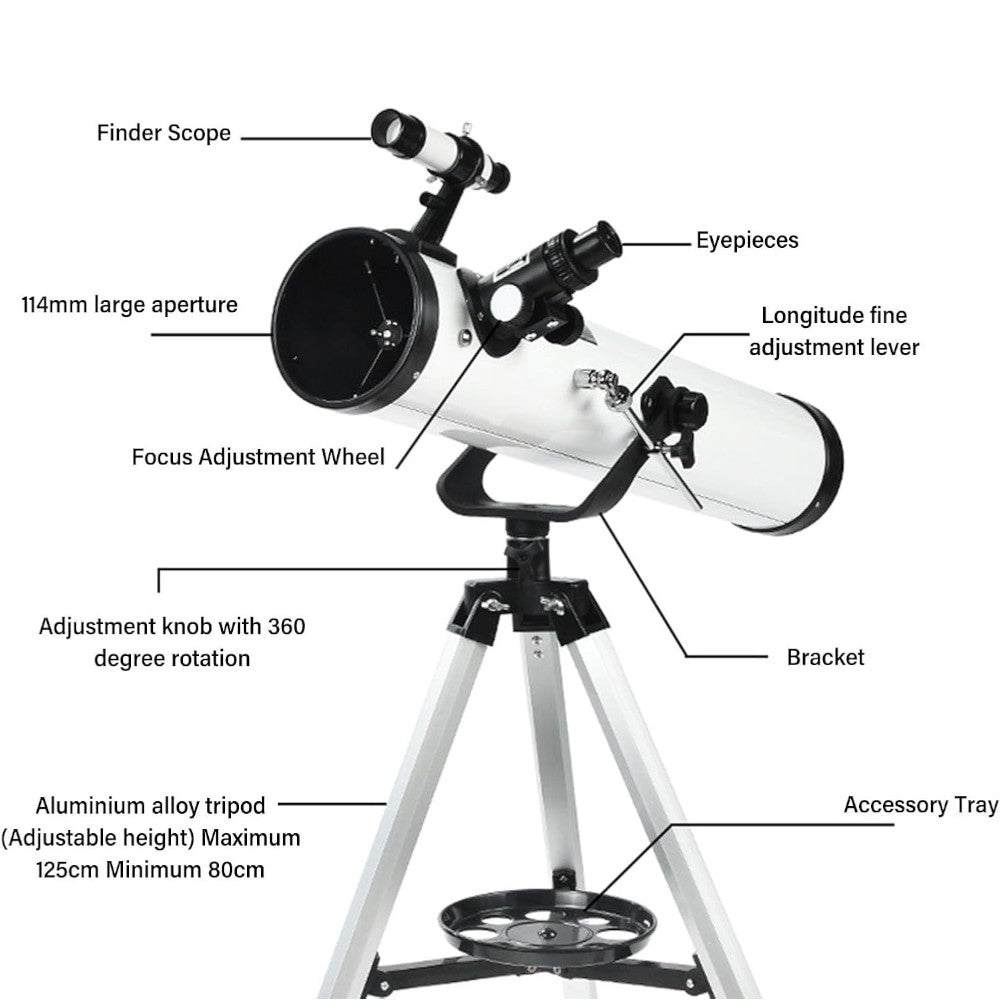 Telescopio Astronómico BC-F76 - Diseño Júpiter y Galaxia con Trípode