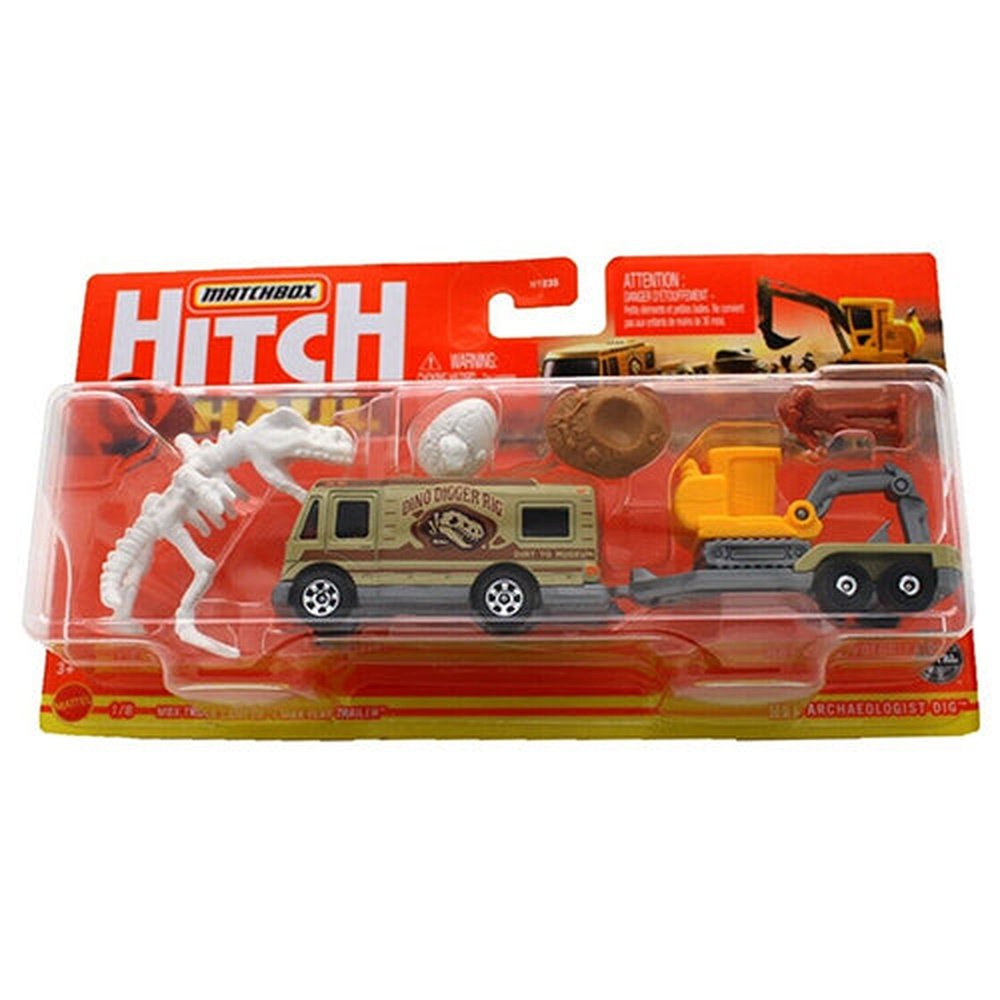 Matchbox Hitch & Haul Metal Vehicle - MBX Archaeologist Dig Camper Truck & Trailer 1/64