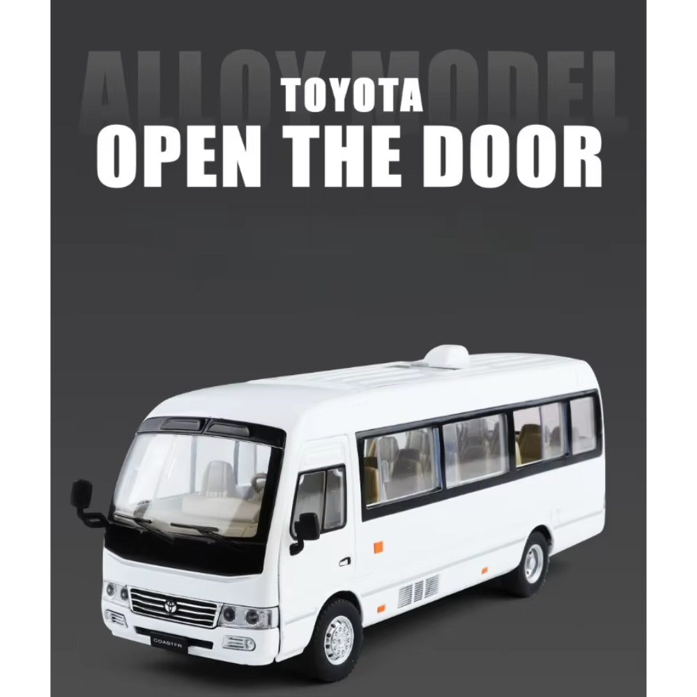 Toyota Coaster Minibus Blanco (Luces y Sonido) 1/24