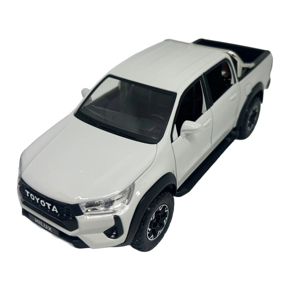 Toyota Hilux Pickup Blanco Humo Luces y Sonido 1/18