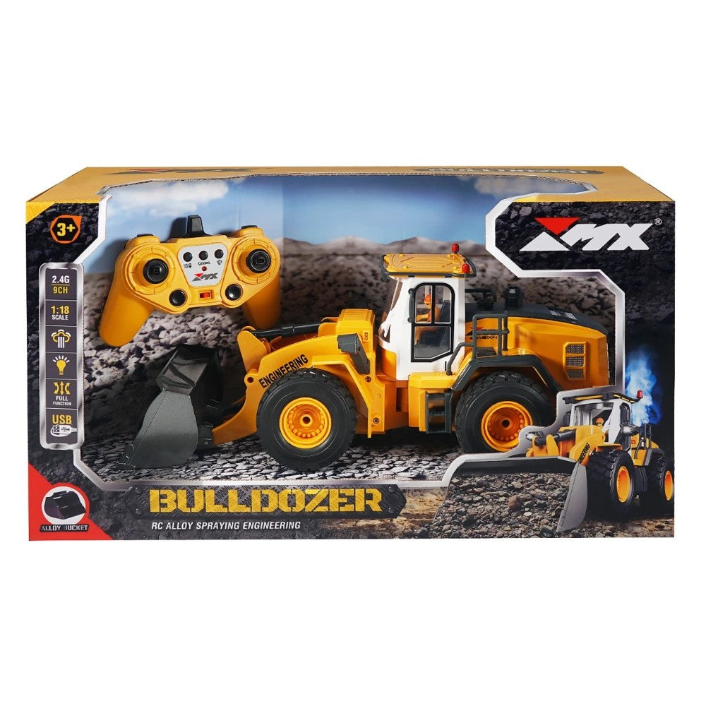 Bulldozer Control Remoto Luces y Vapor 1/18