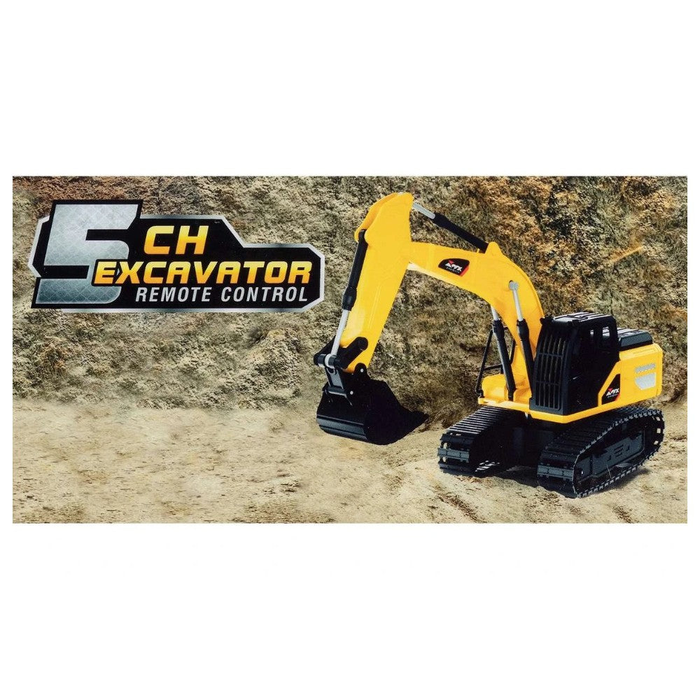 Excavadora Control Remoto Negro Sonido, Luces y Vapor 1/18