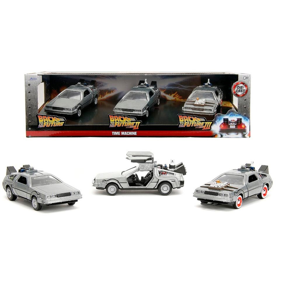 Back to the Future - Time Machine Delorean Set 3-Pack 1/32